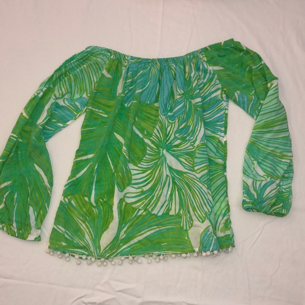 Lilly Off Shoulder Top w/ Pompoms